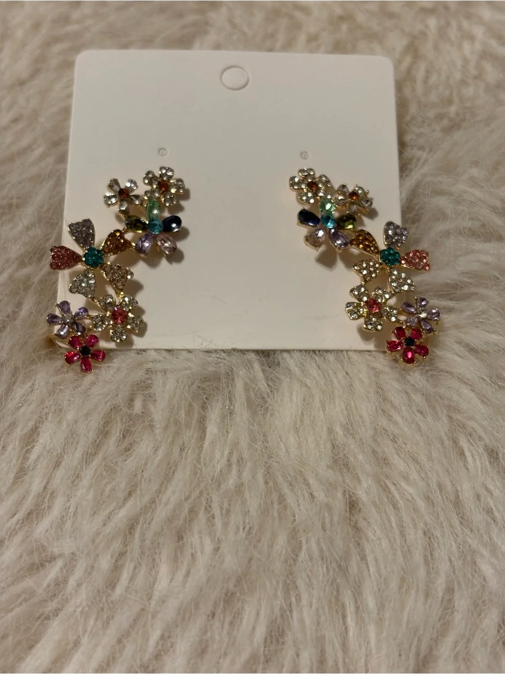 Aratta Multicolor Floral Crystal Cascade Earrings